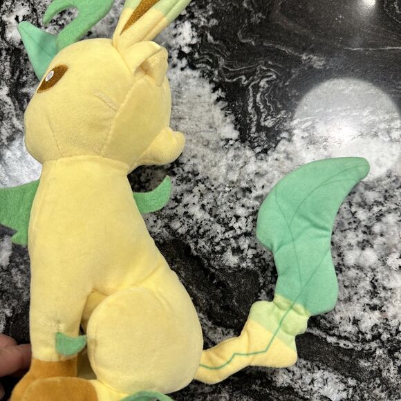 Pokemon Jazwares Leafeon Plush 12" Yellow Eevee Evolution Soft Stuffed Figure - Picture 7 of 16